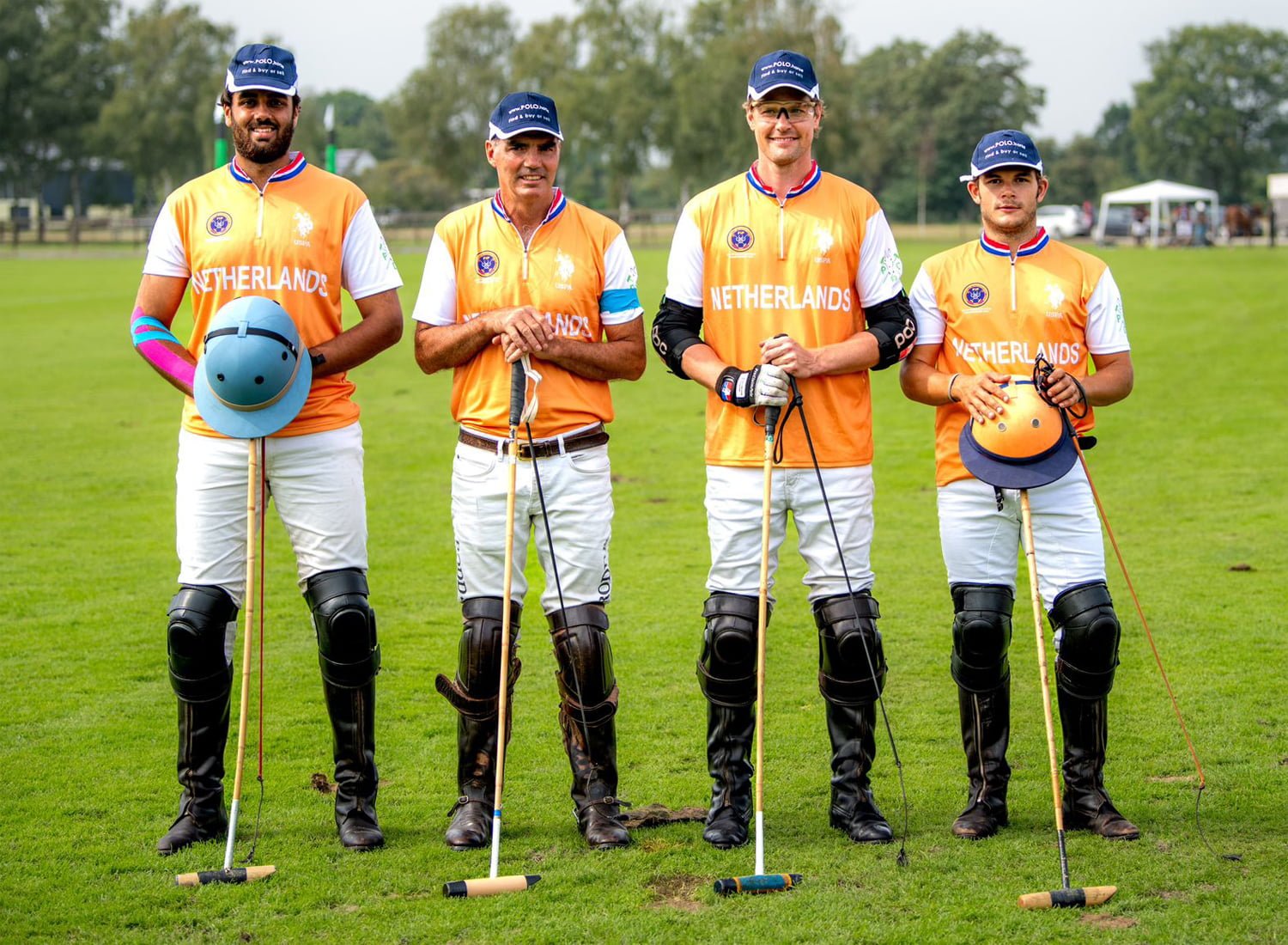 The DUTCH NATIONAL polo team for the XIV FIP European Championship 2023 played at Dusseldorf Germany .